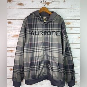 Vintage Y2K Burton Snowboards Plaid Full Zip Up Dryride Hoodie Mens Size XL